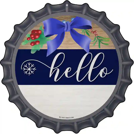 Hello Bow Novelty Metal Bottle Cap Sign