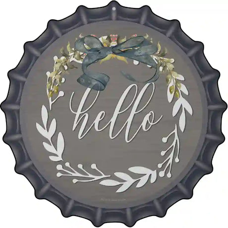 Hello Wreath Novelty Metal Bottle Cap Sign