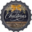 Merry Christmas Yellow Bow Novelty Metal Bottle Cap Sign