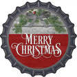 Merry Christmas Wreath Novelty Metal Bottle Cap Sign