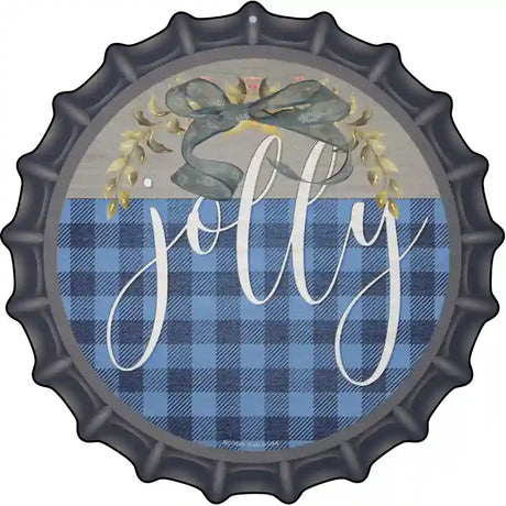 Jolly Blue Plaid Novelty Metal Bottle Cap Sign