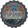 Happy Holidays Bow Novelty Metal Bottle Cap Sign