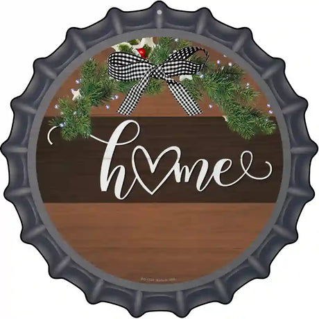 Home Bow Wreath Novelty Metal Bottle Cap Sign