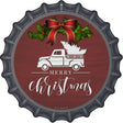 Merry Christmas Truck Red Novelty Metal Bottle Cap Sign