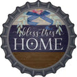 Bless This Home Bow Wreath Novelty Metal Bottle Cap Sign