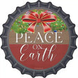 Peace On Earth Bow Wreath Novelty Metal Bottle Cap Sign