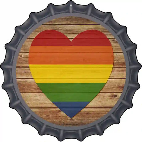 Heart Rainbow Novelty Metal Bottle Cap Sign