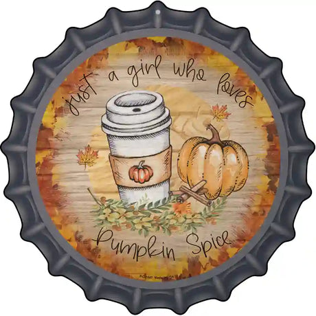 Pumpkin and Latte Novelty Metal Bottle Cap Sign