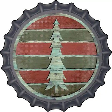 Tree Red and Green Novelty Metal Bottle Cap Sign