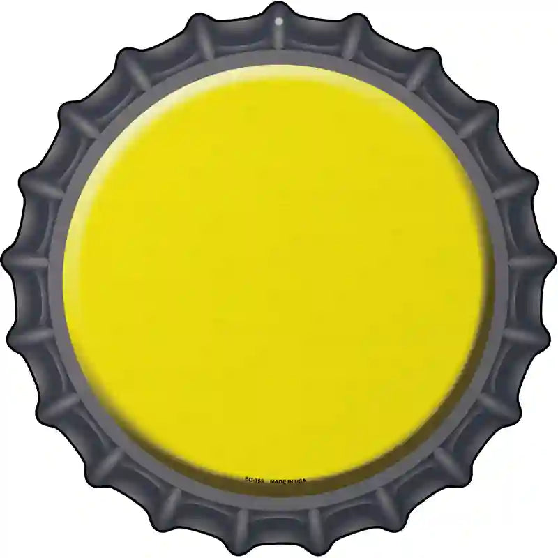 Yellow Novelty Metal Bottle Cap Sign BC-155