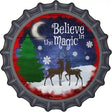 Believe in Magic Reindeer Novelty Metal Bottle Cap Sign