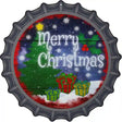 Merry Christmas with Presents Novelty Metal Bottle Cap Sign