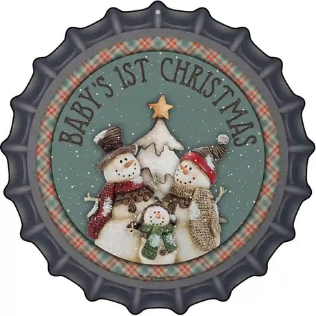 Babys First Christmas Novelty Metal Bottle Cap Sign