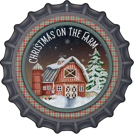 Christmas on the Farm Novelty Metal Bottle Cap Sign