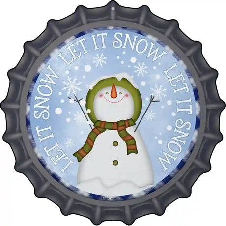 Let It Snow Snowman Novelty Metal Bottle Cap Sign