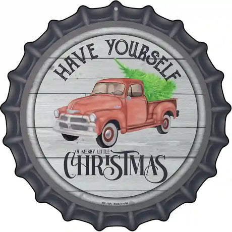 Merry Little Christmas Novelty Metal Bottle Cap Sign