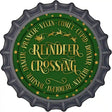 Reindeer Crossing Green Novelty Metal Bottle Cap Sign