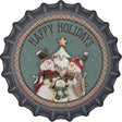 Happy Holidays Snowman Novelty Metal Bottle Cap Sign