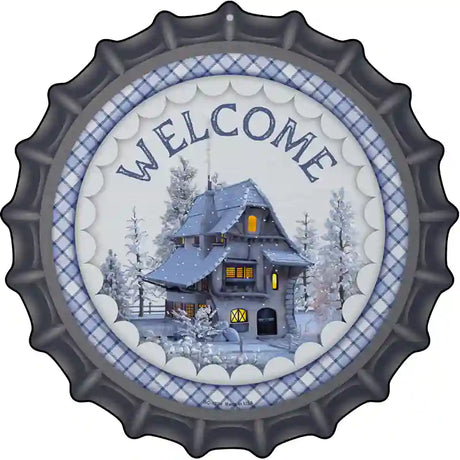 Welcome Snowy House Novelty Metal Bottle Cap Sign