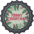 Merry Christmas Red Berries Novelty Metal Bottle Cap Sign