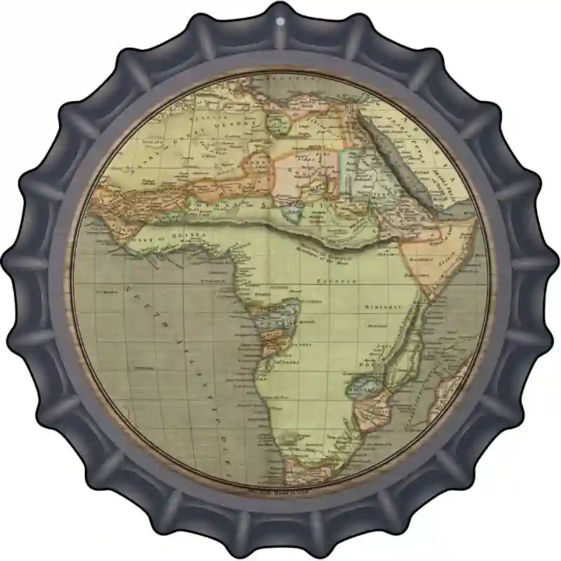 Africa Map Novelty Metal Bottle Cap Sign