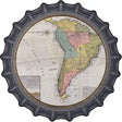 South America Map Novelty Metal Bottle Cap Sign