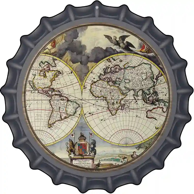 World Map Novelty Metal Bottle Cap Sign | Smart Blonde