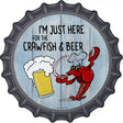 Crawfish and Beer Novelty Metal Bottle Cap Sign