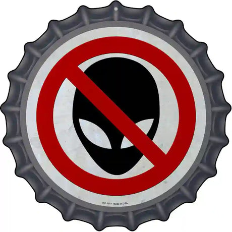 No Aliens Novelty Metal Bottle Cap Sign