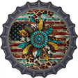 Turquoise Concho Sunflower Novelty Metal Bottle Cap Sign