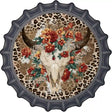 Cow Skull In Flowers Novelty Metal Bottle Cap Sign