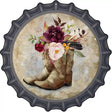 Flowers In Boots Novelty Metal Bottle Cap Sign