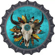 Cow Skull Sunflower Turquoise Novelty Metal Bottle Cap Sign