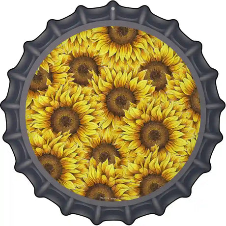 Sunflowers Filled Novelty Metal Bottle Cap Sign