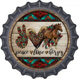 Peace Love Horses Novelty Metal Bottle Cap Sign