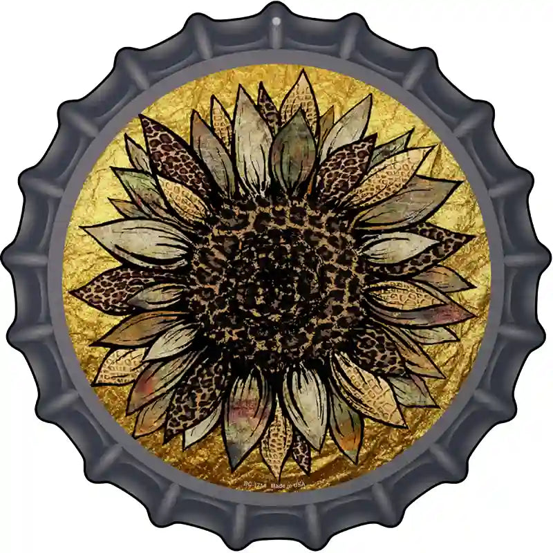 Western Sunflower Novelty Metal Bottle Cap Sign