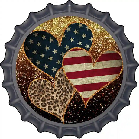 Stars Stripes Animal Print Hearts Novelty Metal Bottle Cap Sign