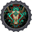 Cow Skull Dark Aztec Novelty Metal Bottle Cap Sign