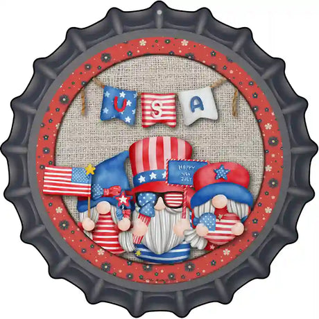 Gnomes USA Banner Novelty Metal Bottle Cap Sign