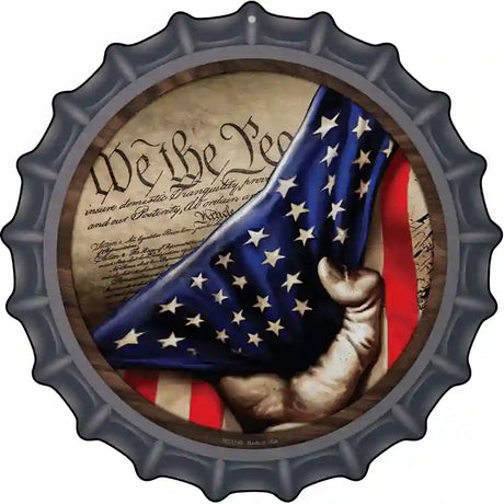 Constitution American Flag Novelty Metal Bottle Cap Sign