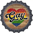 Gay Heart On Wood Novelty Metal Bottle Cap Sign