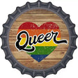 Queer Heart On Wood Novelty Metal Bottle Cap Sign