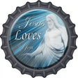 Jesus Loves You Novelty Metal Bottle Cap Sign BC-176