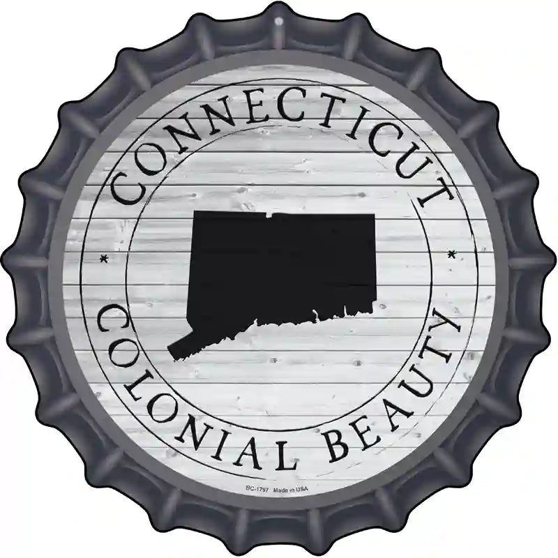 Connecticut Colonial Beauty Novelty Metal Bottle Cap Sign BC-1797