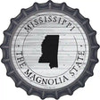 Mississippi Magnolia State Novelty Metal Bottle Cap Sign BC-1814