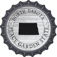 North Dakota Peace Garden State Novelty Metal Bottle Cap Sign BC-1824