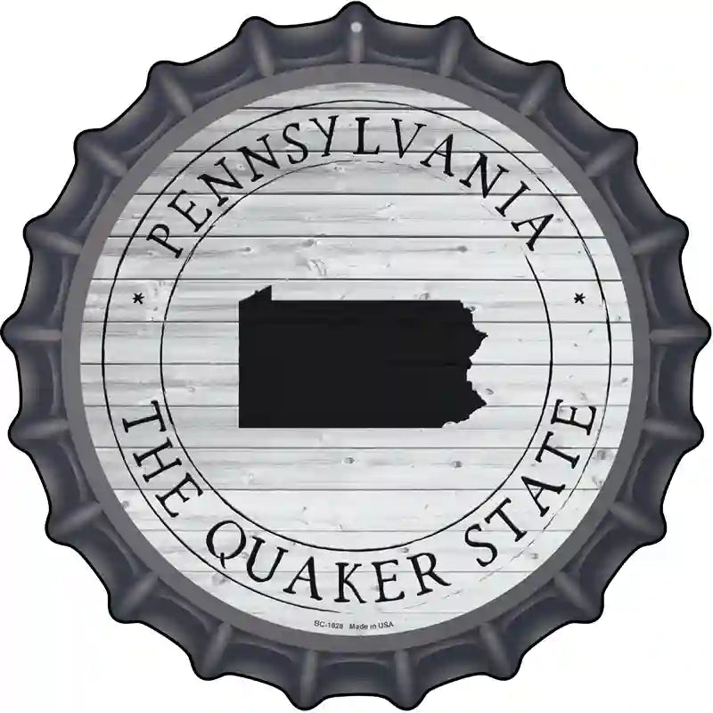 Pennsylvania Quaker State Novelty Metal Bottle Cap Sign BC-1828