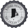 Rhode Island Ocean State Novelty Metal Bottle Cap Sign BC-1829