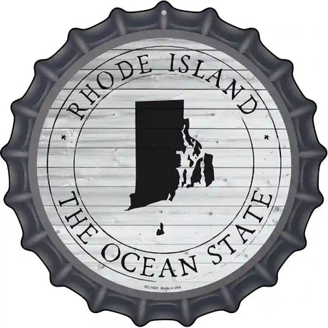 Rhode Island Ocean State Novelty Metal Bottle Cap Sign BC-1829