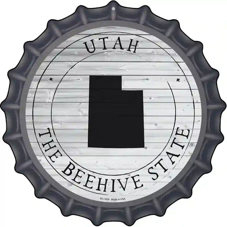 Utah Beehive State Novelty Metal Bottle Cap Sign BC-1834